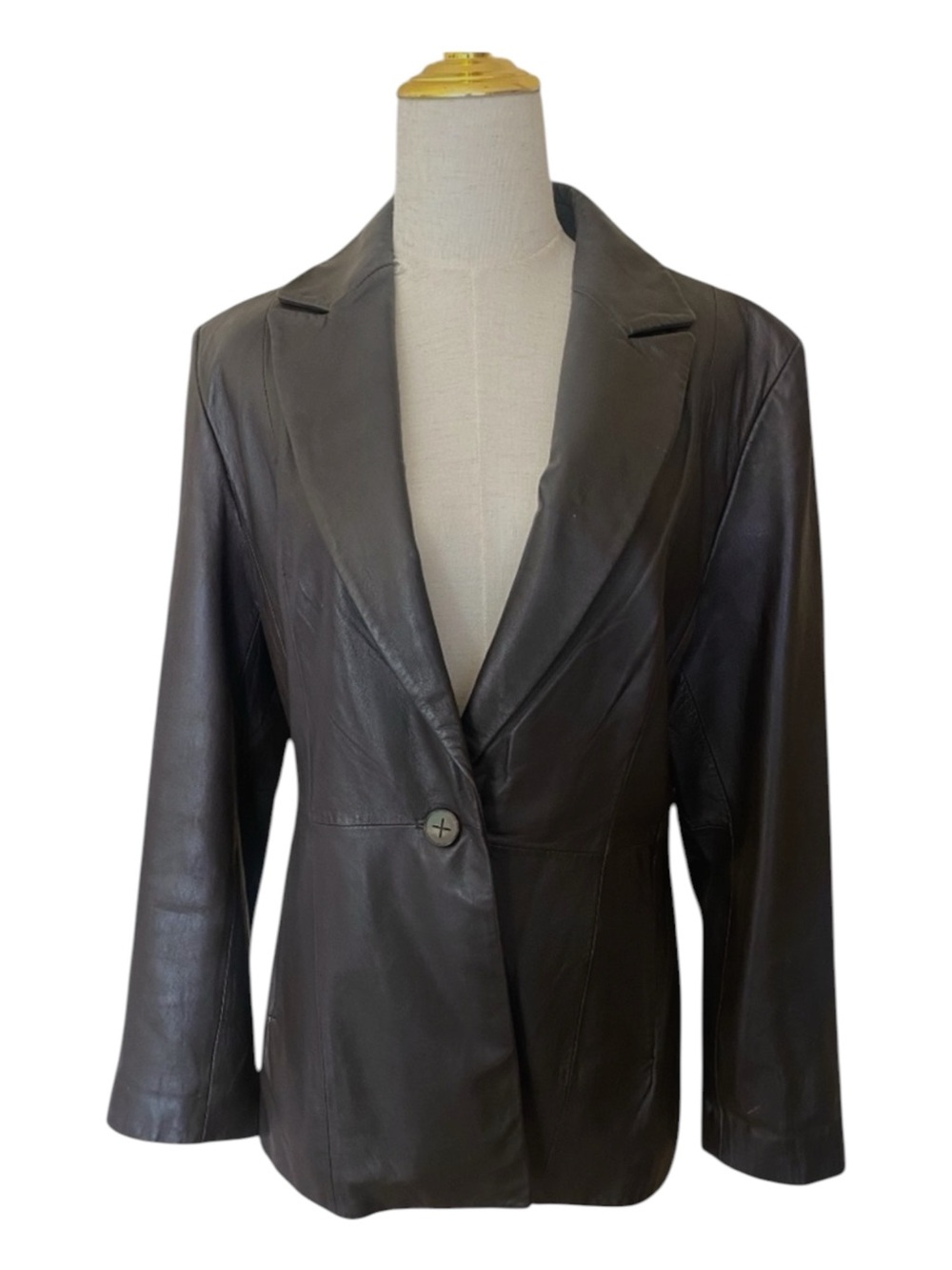 JLC NEW YORK Leather Jacket/Blazer Chocolate Brown